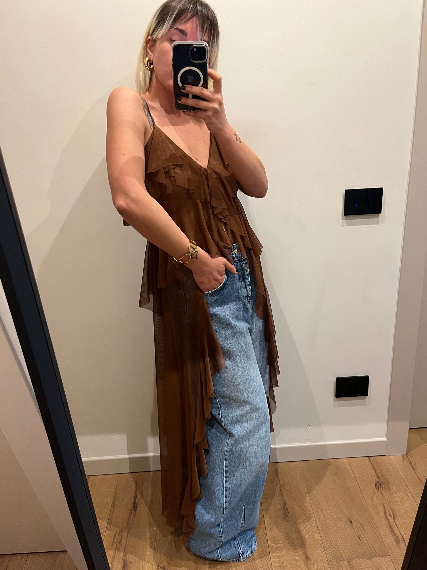 Top Tulle Bruciato