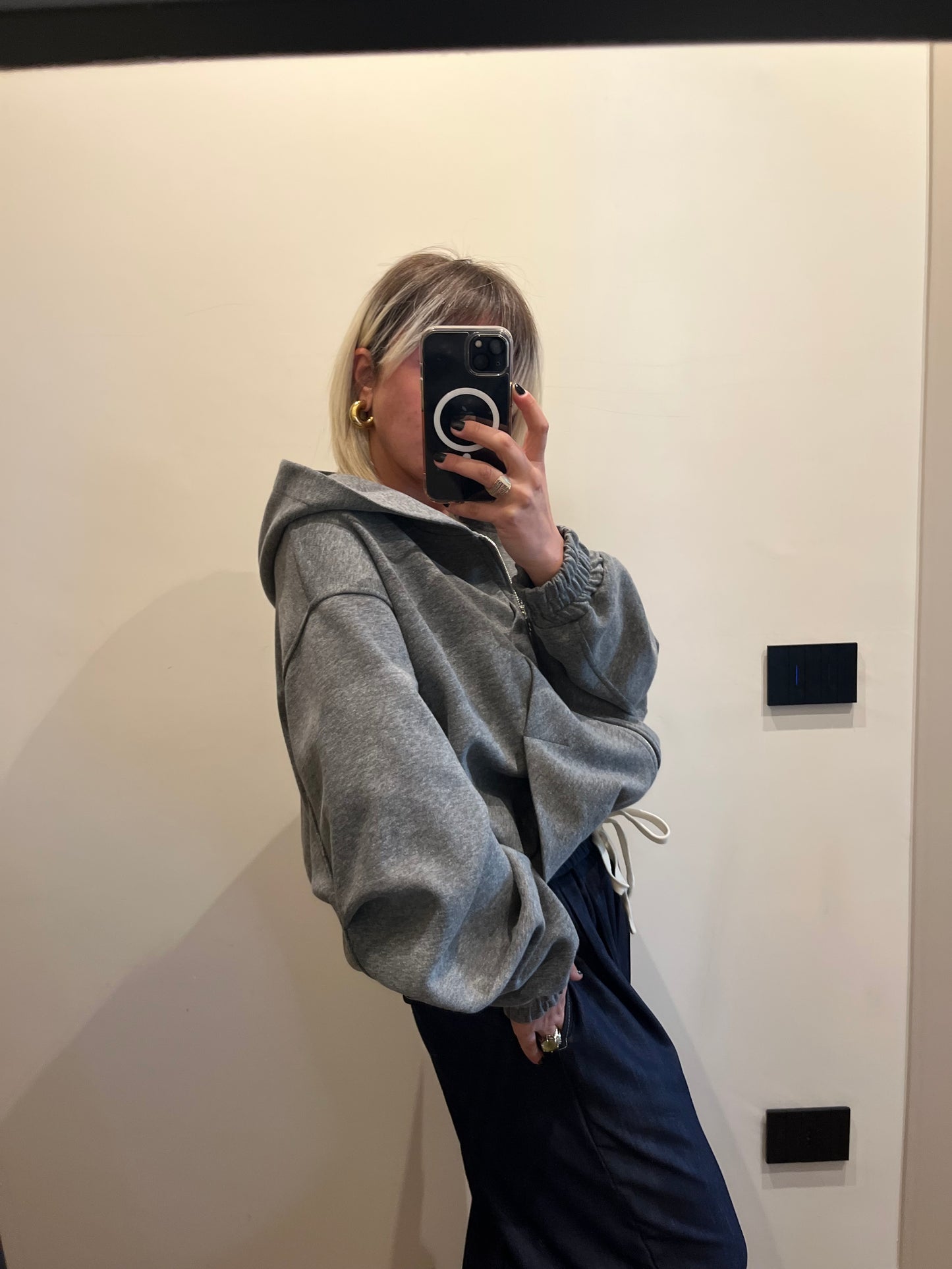 Felpa con Zip Grigio