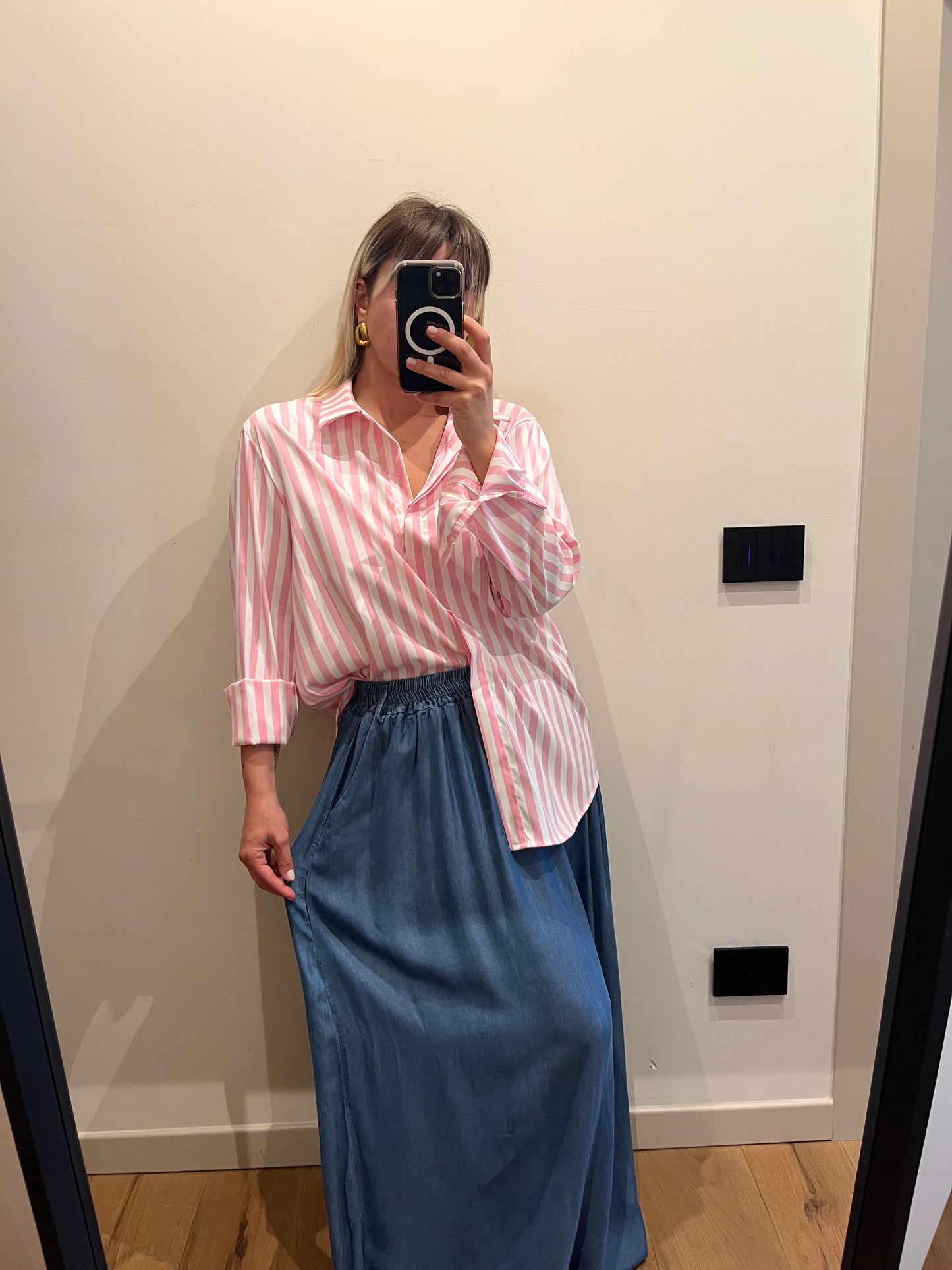 Camicia Gessato Rosa