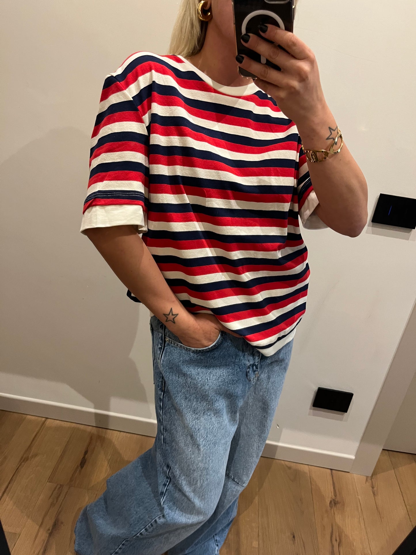 T-shirt Over Righe Blu