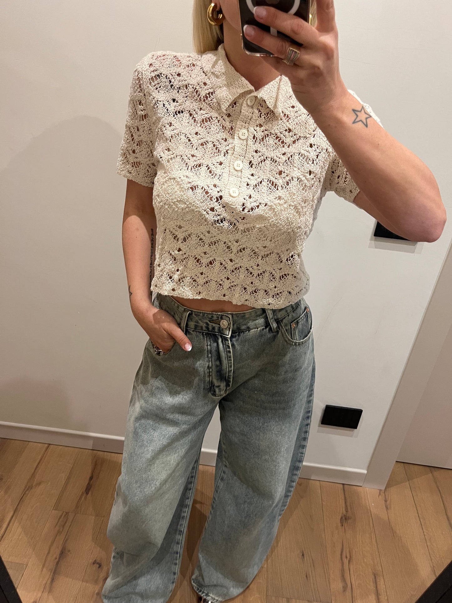 Polo Crop Sabbia