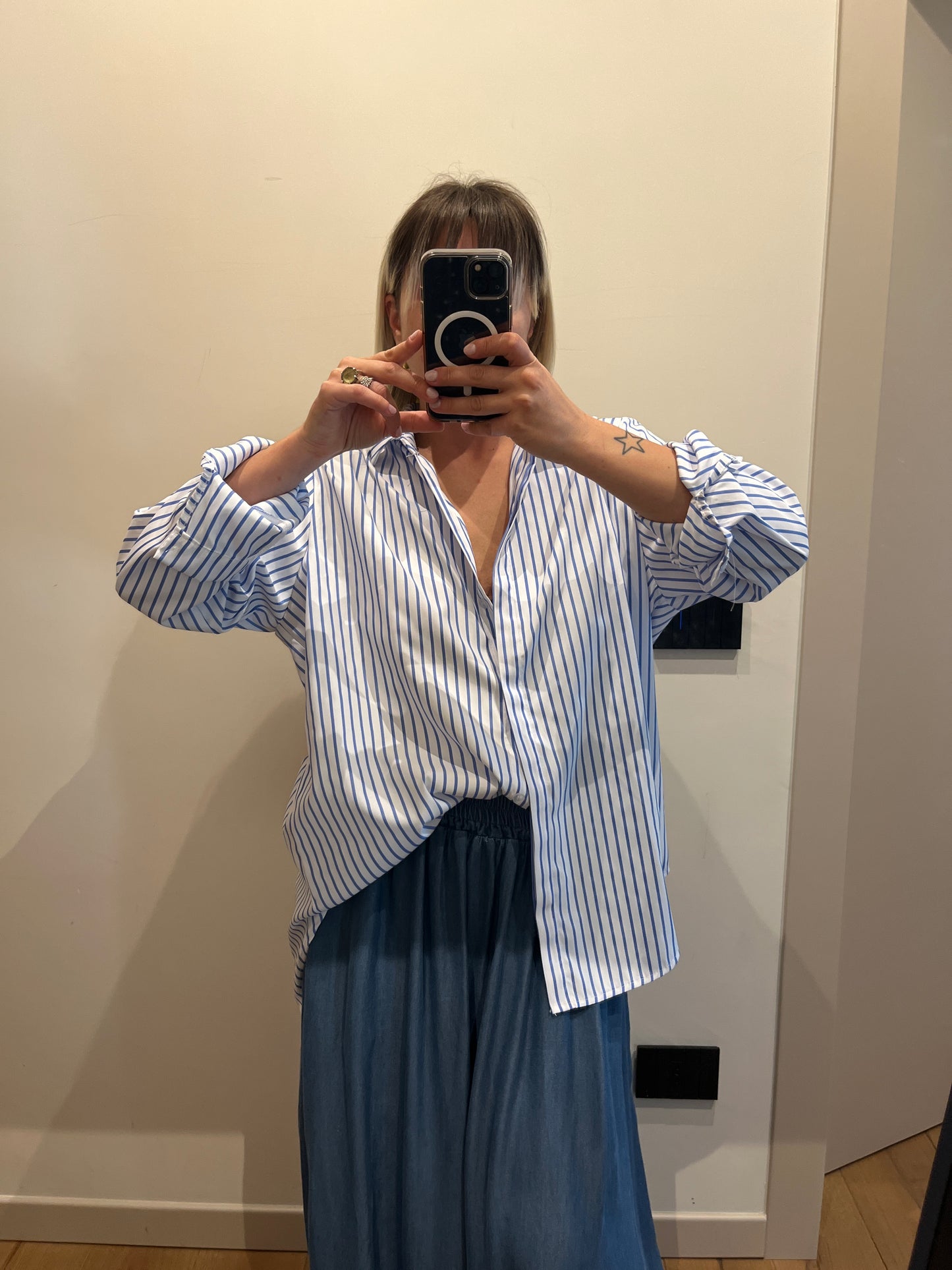 Camicia Gessata Azzurro