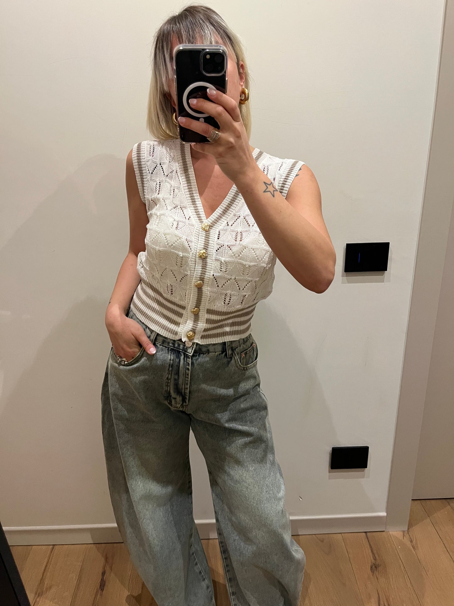 Gilet Maglia Sabbia