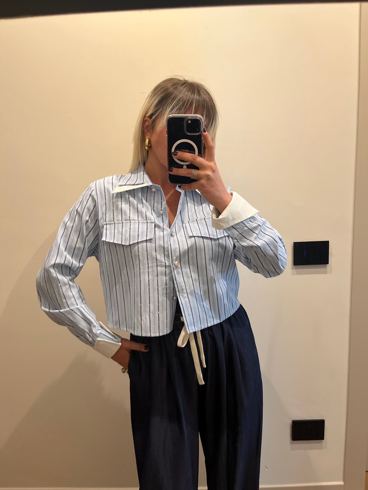 Camicia Crop Gessata