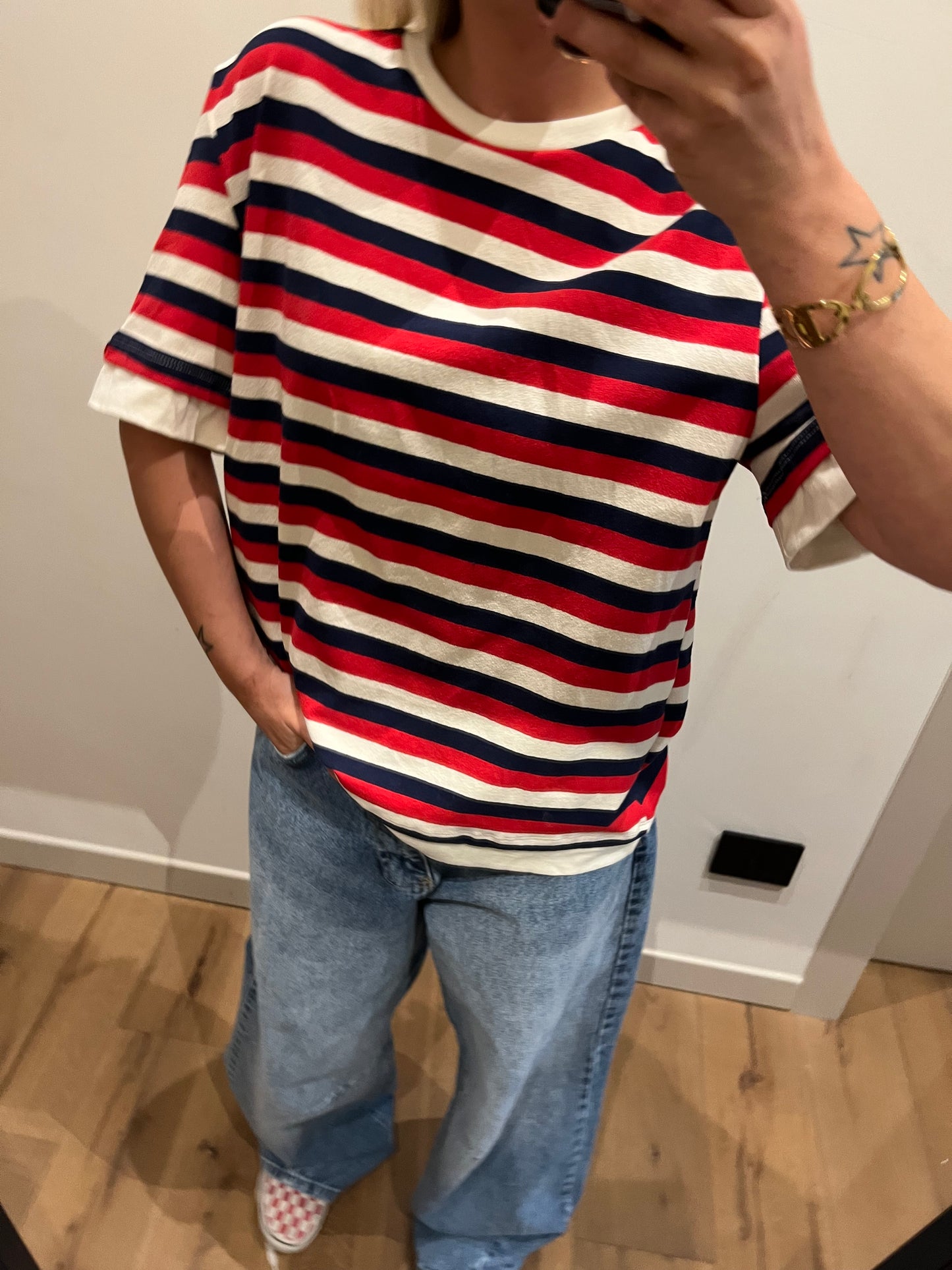 T-shirt Over Righe Blu
