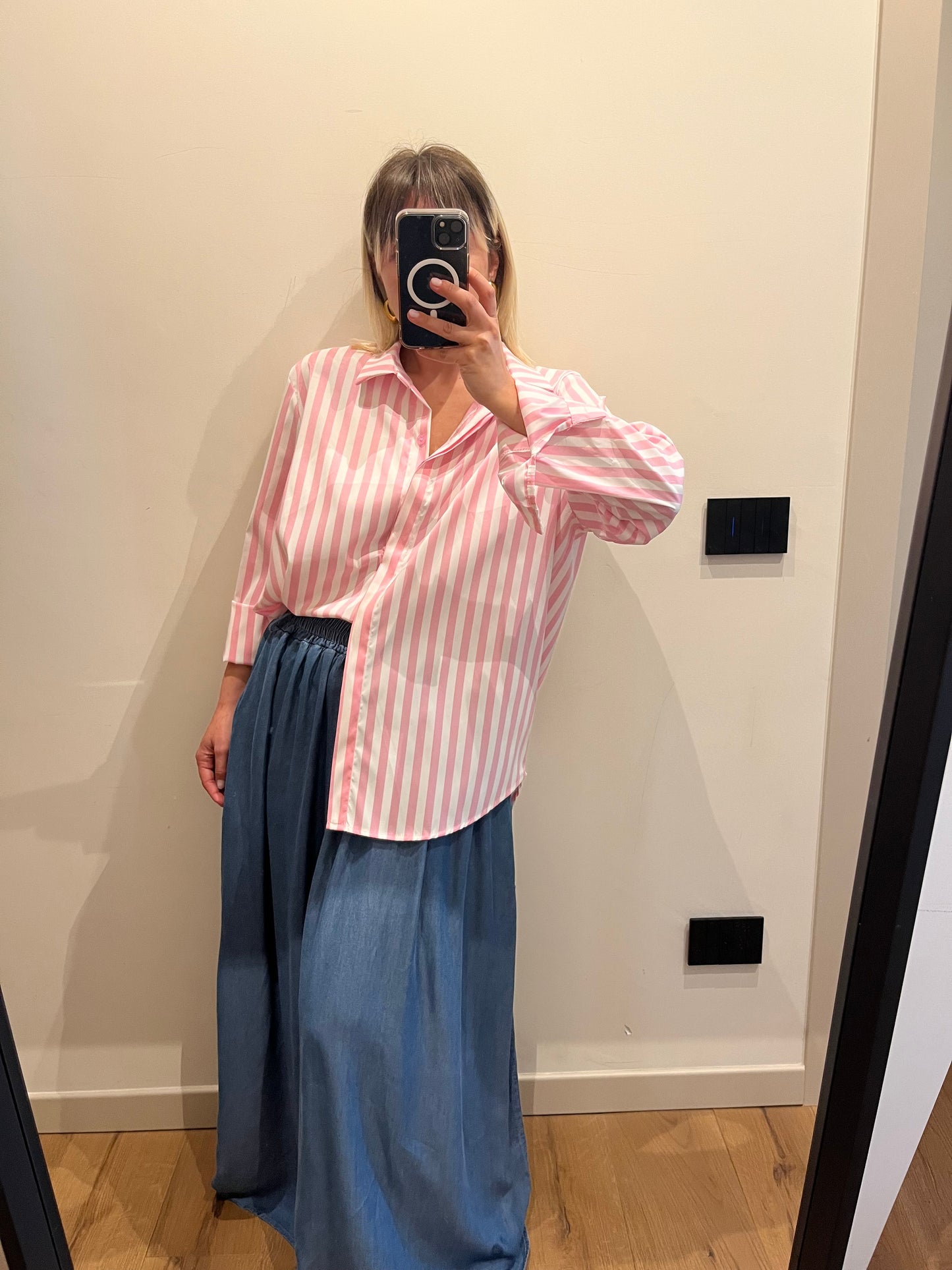 Camicia Gessato Rosa