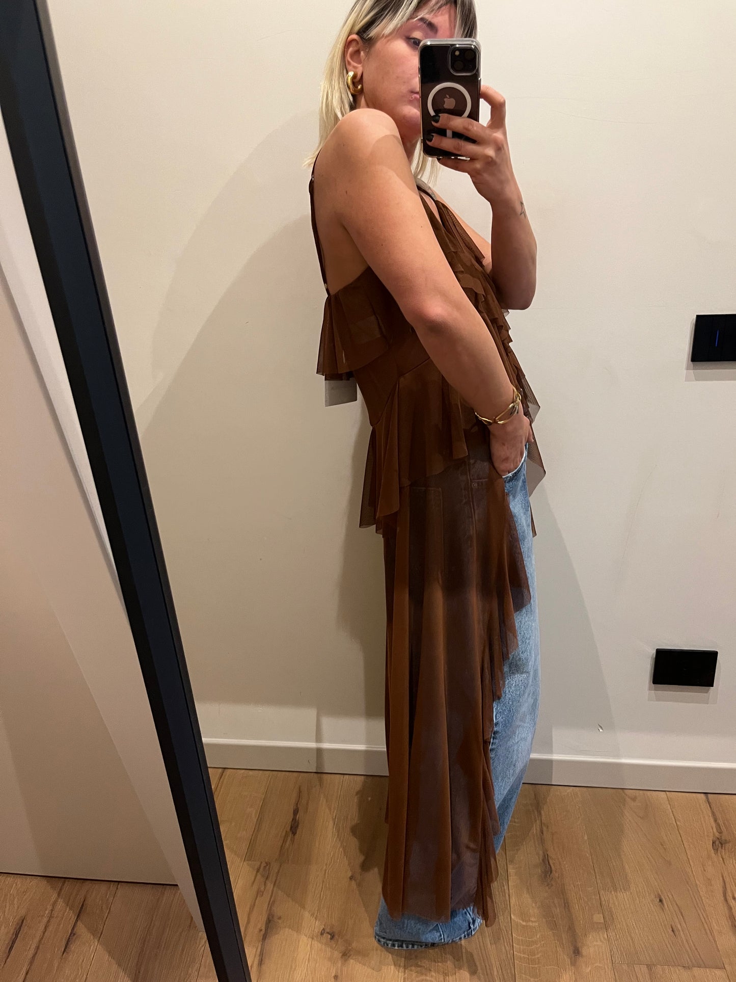 Top Tulle Bruciato