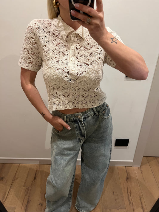 Polo Crop Sabbia