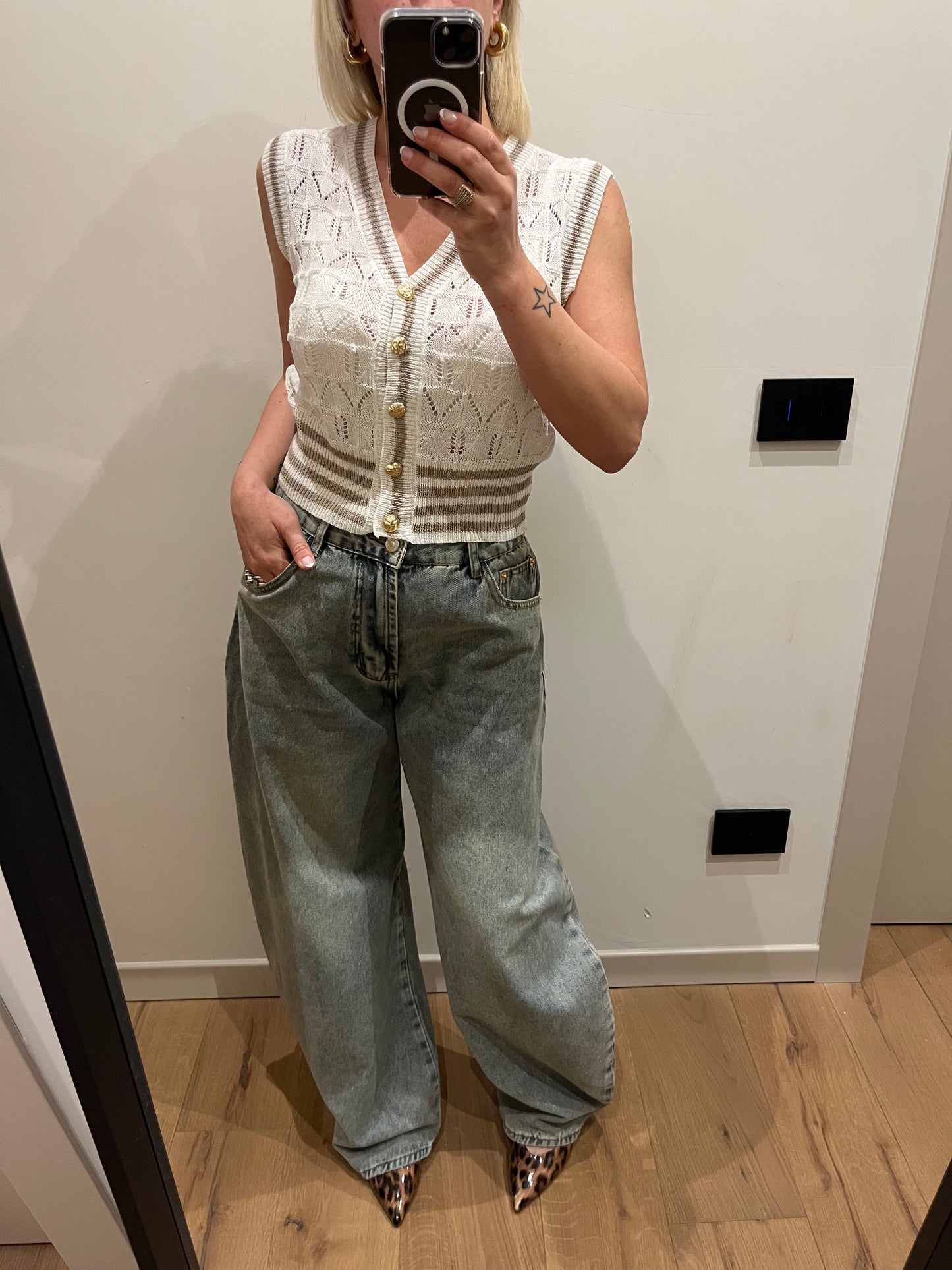 Gilet Maglia Sabbia