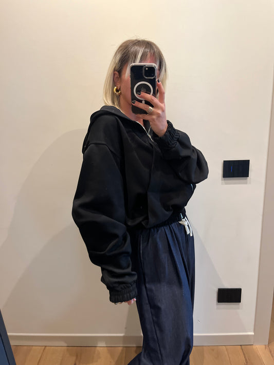 Felpa Zip Nero