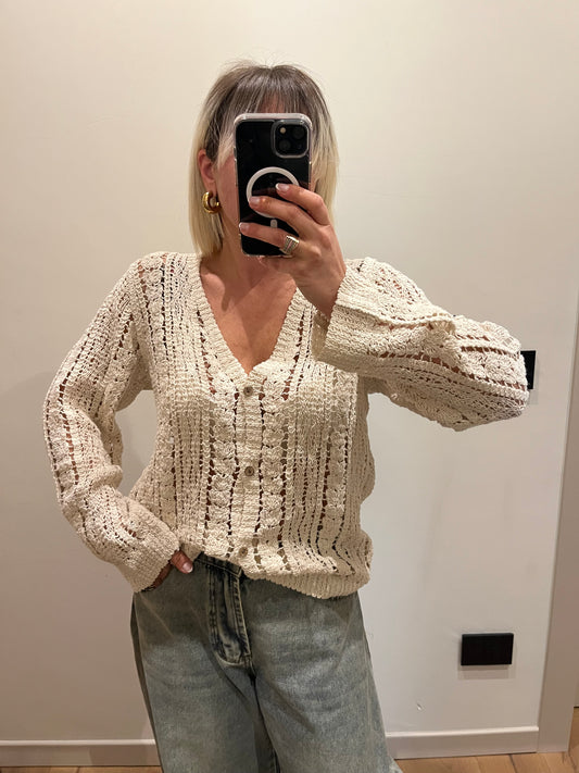 Cardigan Uncinetto Sabbia