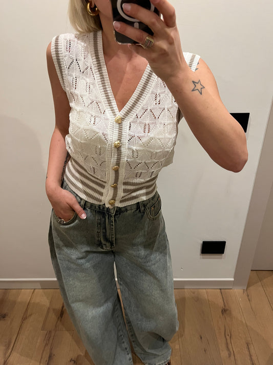 Gilet Maglia Sabbia