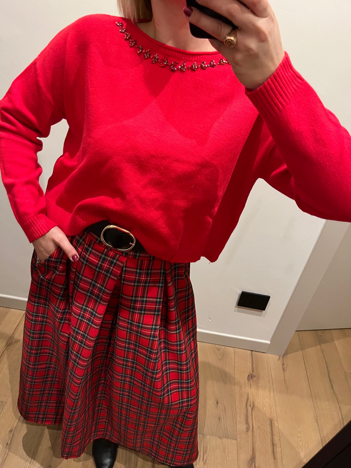 Maglione Strass Rosso