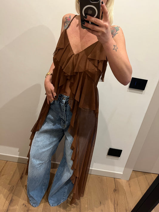 Top Tulle Bruciato