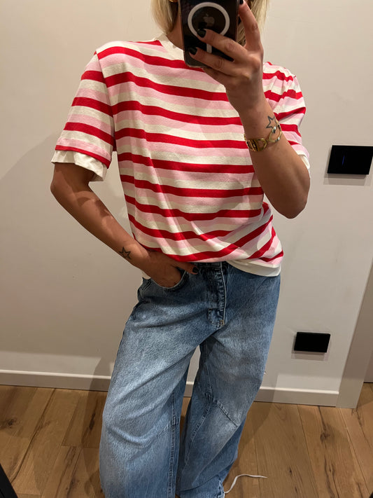 T-shirt Righe Rosa