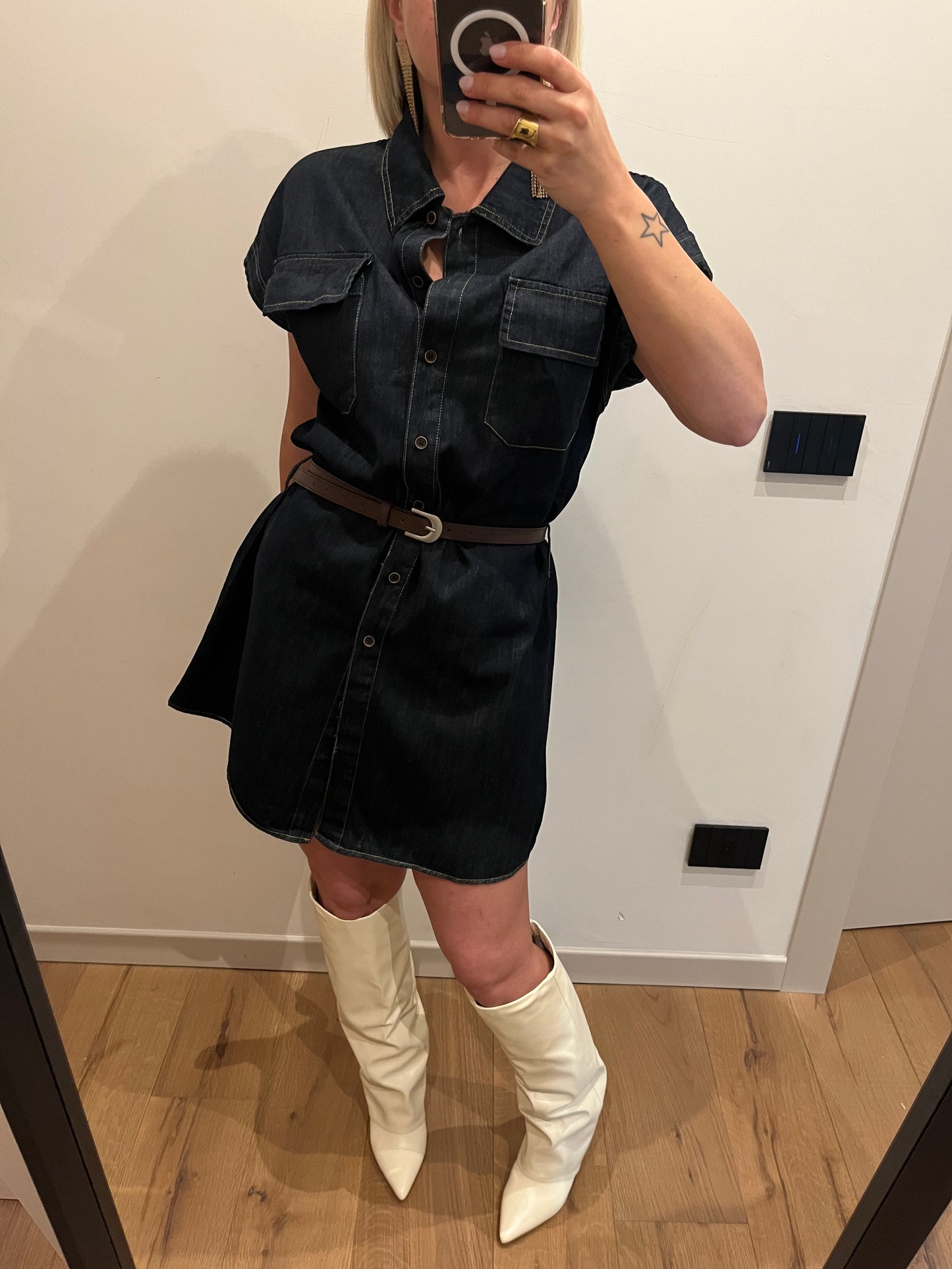 Mini Abito Denim Scuro