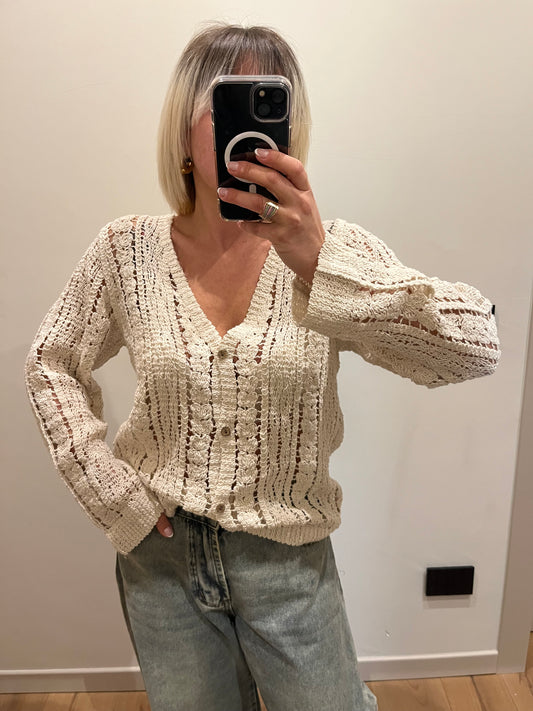 Cardigan Uncinetto Sabbia