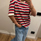 T-shirt Over Righe Blu