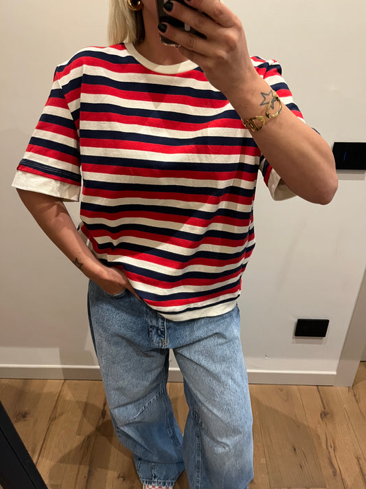 T-shirt Over Righe Blu