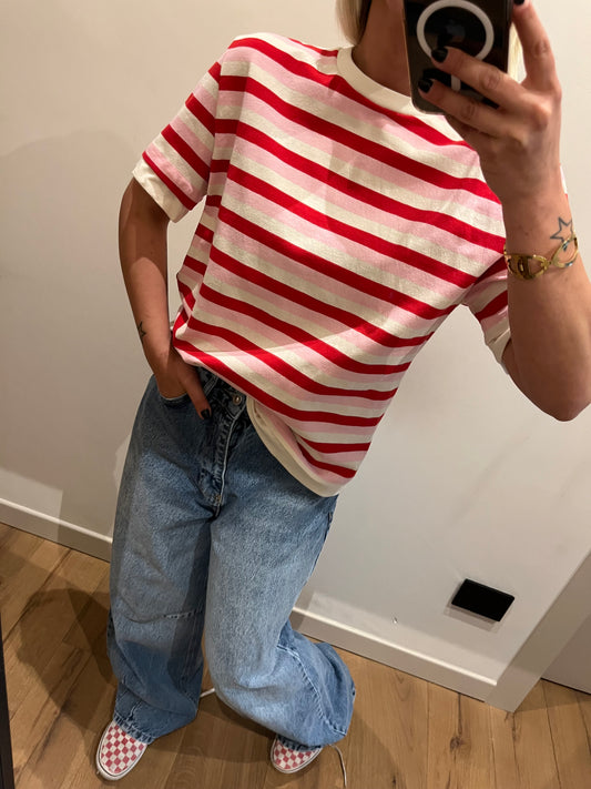 T-shirt Righe Rosa