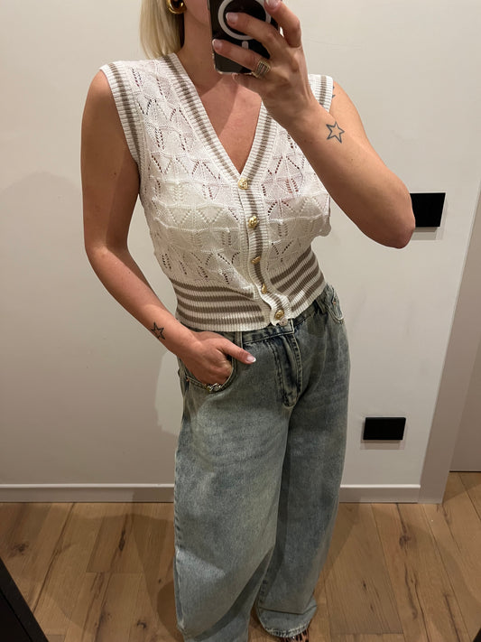 Gilet Maglia Sabbia