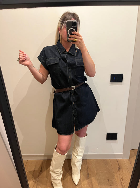 Mini Abito Denim Scuro
