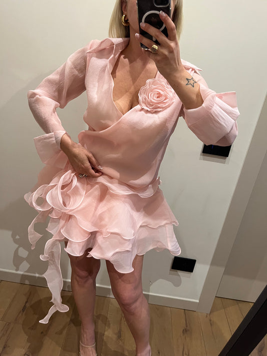 Mini Abito Spilla Rosa