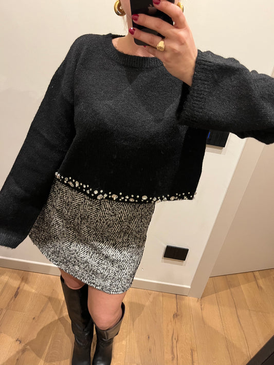 Maglione Strass Nero