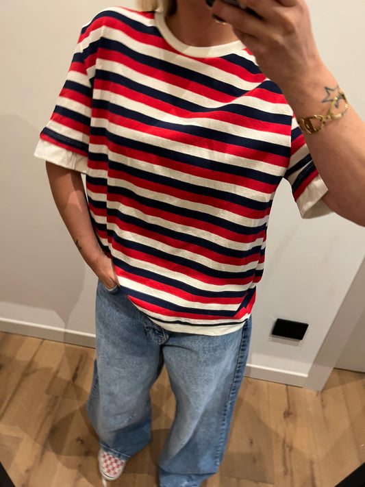 T-shirt Over Righe Blu