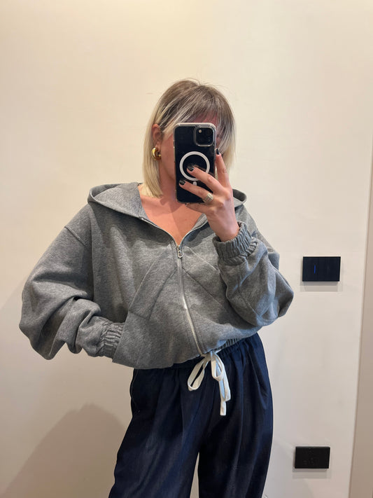 Felpa con Zip Grigio