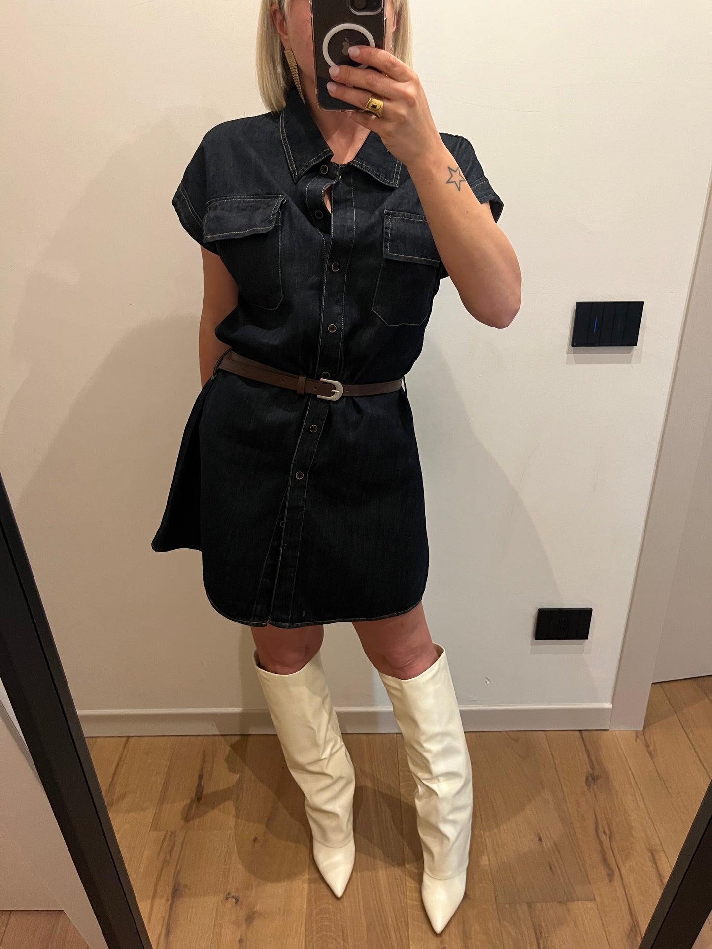 Mini Abito Denim Scuro