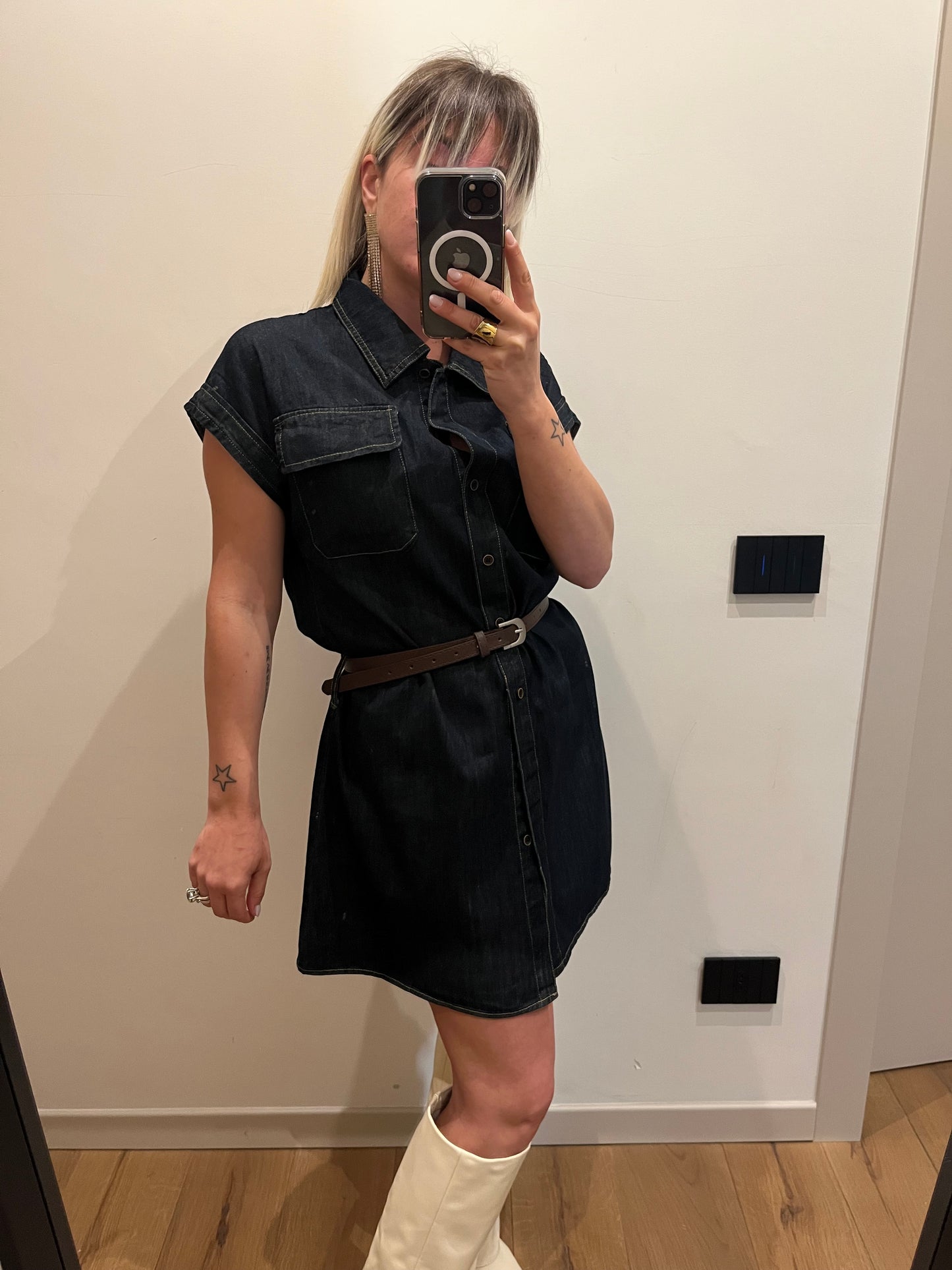 Mini Abito Denim Scuro