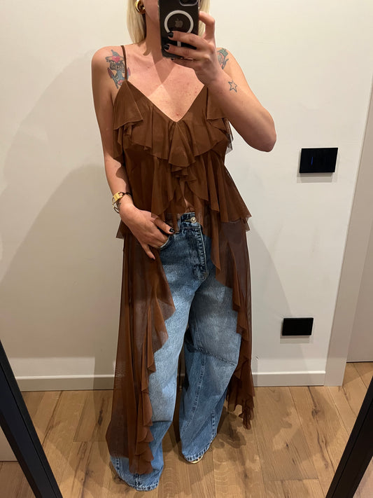 Top Tulle Bruciato