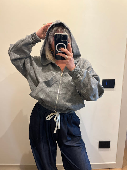Felpa con Zip Grigio
