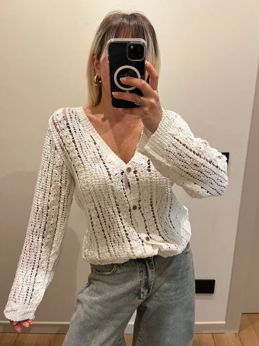 Cardigan Uncinetto Bianco